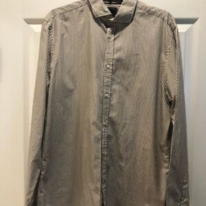 H&M Men's Casual Striped Button Down Shirt - Black and White